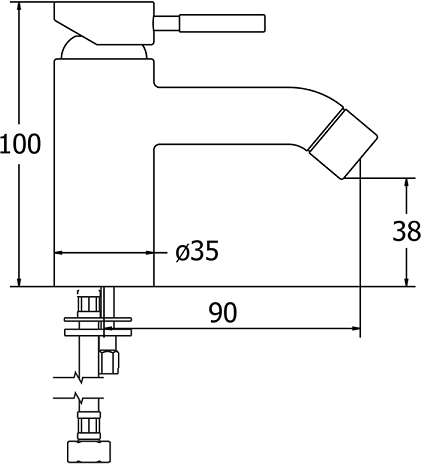 Technical image of Deva Vision Mono Basin Mixer Tap (Chrome).