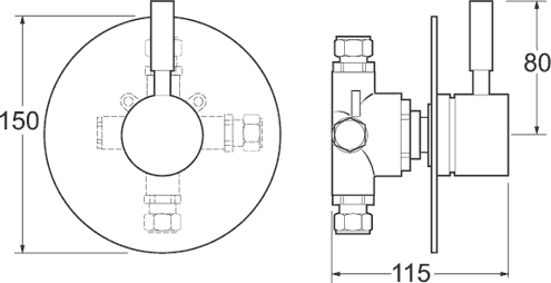 Technical image of Deva Vision 3 Way Shower Diverter (Chrome).