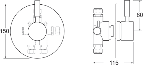 Technical image of Deva Vision 5 Way Shower Diverter (Chrome).