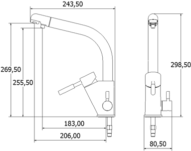 Technical image of Deva Designer Str3am Modern Water Filter Kitchen Tap (Chrome).