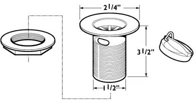 Technical image of Deva Wastes 1 1/2" Sink Waste With Poly Plug (Chrome).