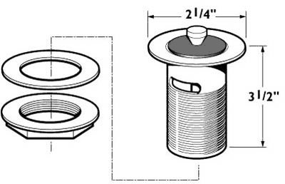 Technical image of Deva Wastes 1 1/4" Captive Brass Basin Waste And Rubber Plug (Slotted).