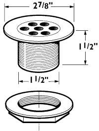 Technical image of Deva Wastes 1 1/2" Shower Waste With 2 7/8" Flange (Gold).