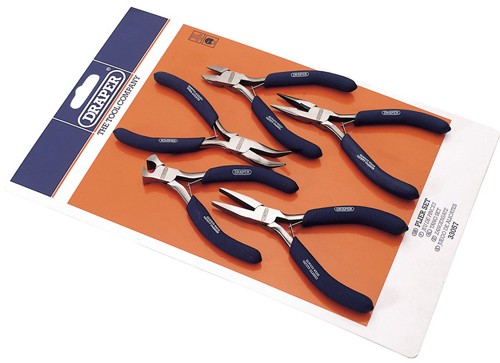 Larger image of Draper Tools 5 Piece carbon steel mini pliers set.