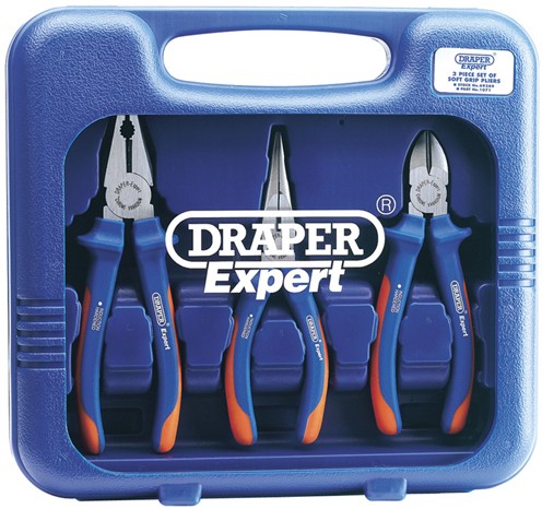 Larger image of Draper Tools 3 Piece soft grip pliers set.