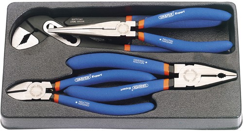 Larger image of Draper Tools 4 Piece expert double dipped pliers set with tray.