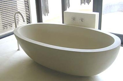 Example image of Vado 1800x1000mm EggBath Moca free standing luxury stone bath.