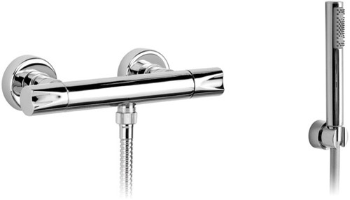 Larger image of Vado Ixus Exposed shower mixer with shower kit.