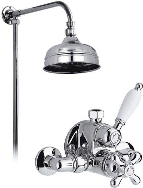 Larger image of Vado Westbury Chrome thermostatic valve, rigid riser and 8" head.