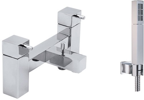 Larger image of Vado Mix2 Deck mounted 2 tap hole bath shower mixer with kit.