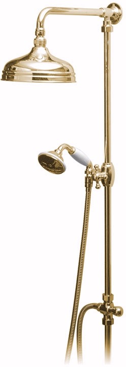 Larger image of Vado Westbury Traditional rigid riser kit in gold with 8" head.