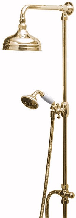 Larger image of Vado Westbury Traditional rigid riser kit in gold with 6" head.