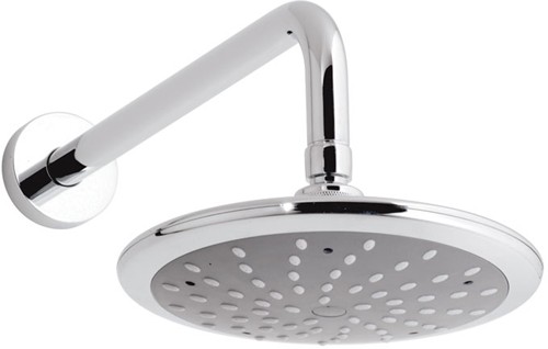 Larger image of Vado Shower Chrome Disc single function shower head and arm.