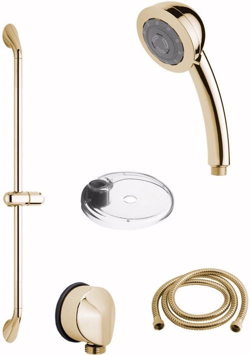 Larger image of Vado Shower 600mm I-Class multi function slide rail kit, low pressure, gold.