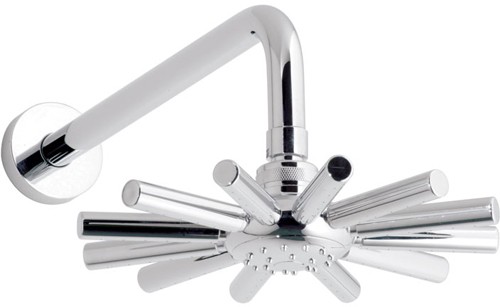 Larger image of Vado Shower Star shaped single function fixed shower head and arm.