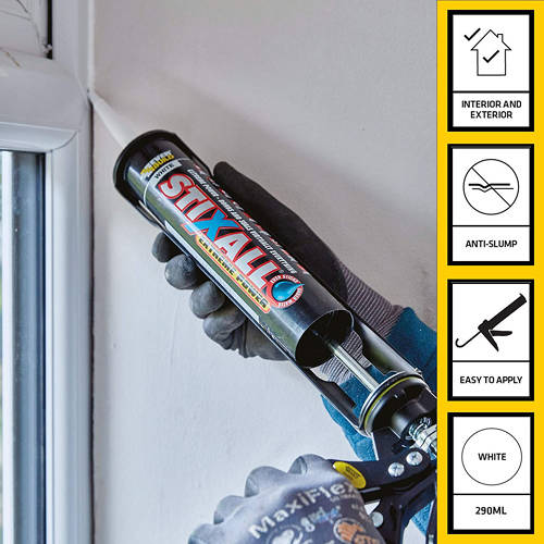 Example image of Everbuild STIXALL 12 x Extreme Power Sealant & Adhesive (12 Tubes, White).