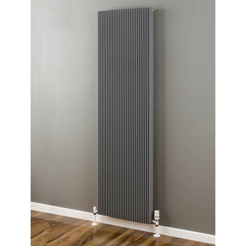 Larger image of EcoHeat Hadlow Vertical Aluminium Radiator 1526x400 (Window Grey).