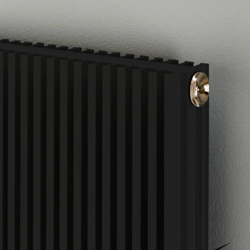 Example image of EcoHeat Hadlow Vertical Aluminium Radiator 1526x400 (Jet Black).