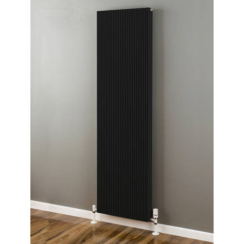 Larger image of EcoHeat Hadlow Vertical Aluminium Radiator 1526x560 (Jet Black).