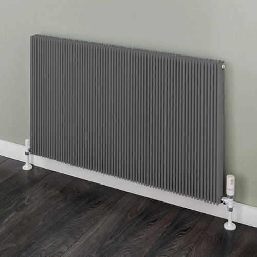 Larger image of EcoHeat Hadlow Horizontal Aluminium Radiator 526x1120 (Grey).