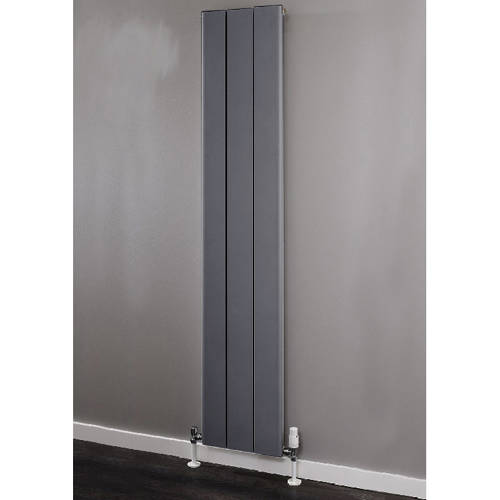 Larger image of EcoHeat Radcliffe Vertical Aluminium Radiator 1500x476 (Grey).