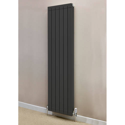 Larger image of EcoHeat Saxon Vertical Aluminium Radiator & Brackets 1446x260 (Olive).