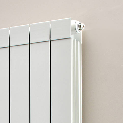 Example image of EcoHeat Saxon Vertical Aluminium Radiator & Brackets 1446x420 (White).