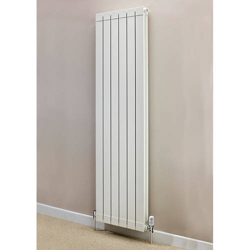 Larger image of EcoHeat Saxon Vertical Aluminium Radiator & Brackets 1446x500 (White).