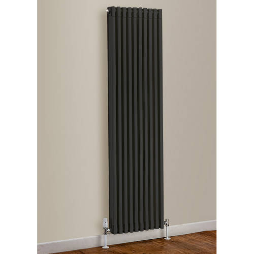 Larger image of EcoHeat Woburn Vertical Aluminium Radiator 1470x270 (Jet Black).