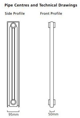 Technical image of EcoHeat Woburn Vertical Aluminium Radiator 1470x420 (Window Grey)