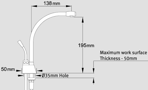 Technical image of Franke Little Butler 1000 Steaming Hot Water Kitchen Tap (Chrome).