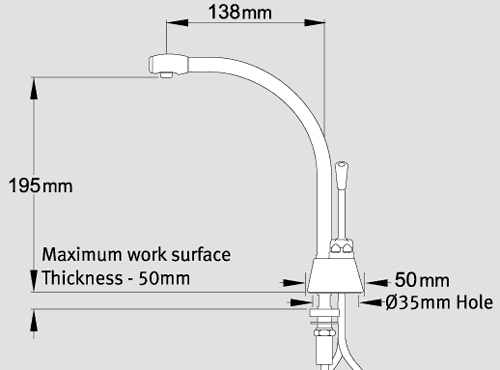 Technical image of Franke Little Butler 2000 Steaming Hot & Cold Filtered Water Kitchen Tap (Chrome)