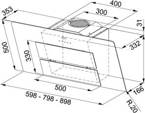 Technical image of Franke Cooker Hoods Maris Cooker Hood (90cm, Gloss Black).