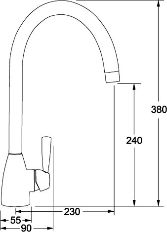 Technical image of Franke Kitchen Taps Gotthard Kitchen Tap With White Lever Handle.