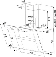 Technical image of Franke Cooker Hoods Swing Cooker Hood With Remote (90cm, White).