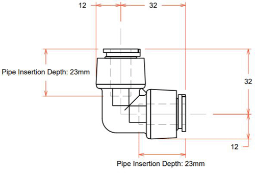 Technical image of FloFit+ Push Fit Elbow (10mm).
