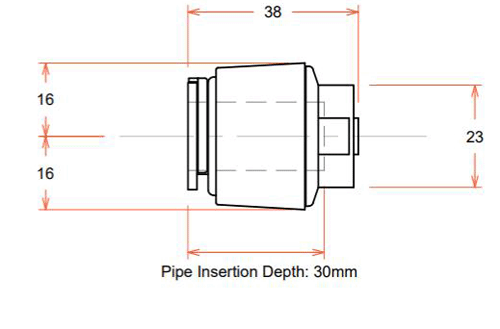 Technical image of FloFit+ Push Fit Pipe Stop End (15mm).