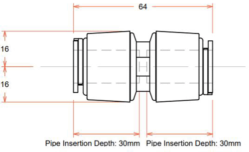 Technical image of FloFit+ Push Fit Coupling (15mm).