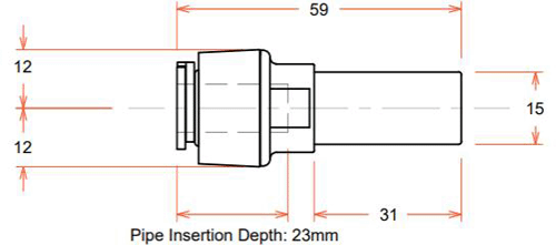 Technical image of FloFit+ 5 x Push Fit Straight Stem Reducers (10mm / 15mm).