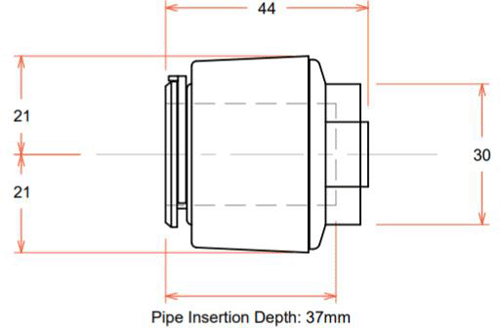 Technical image of FloFit+ 5 x Push Fit Pipe Stop Ends (22mm).