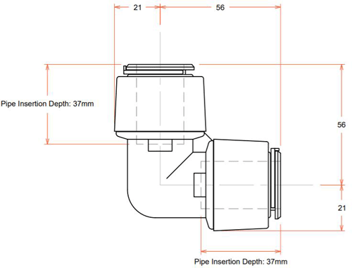 Technical image of FloFit+ 5 x Push Fit Elbows (22mm).