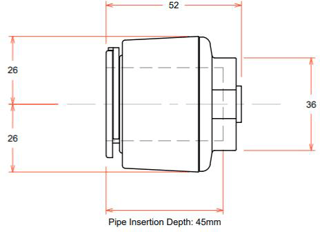 Technical image of FloFit+ Push Fit Pipe Stop End (28mm).