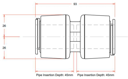 Technical image of FloFit+ 5 x Push Fit Couplings (28mm).