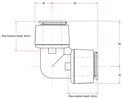 Technical image of FloFit+ 5 x Push Fit Elbows (28mm).
