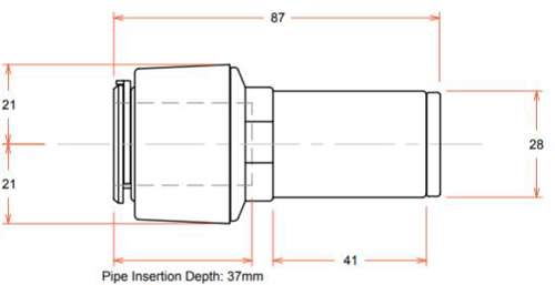 Technical image of FloFit+ 5 x Push Fit Straight Stem Reducers (22mm / 28mm).