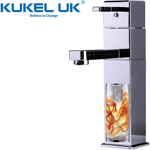 Example image of Kukel UK Electric Heated Water Basin Mixer Tap With Square Body (Chrome).