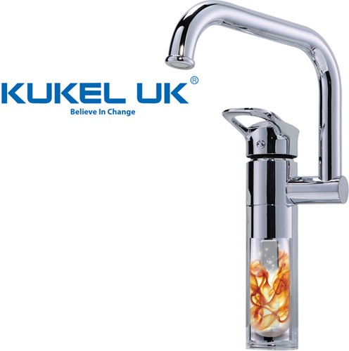 Example image of Kukel UK Electric Heated Water Kitchen Mixer Tap With Swivel Spout (Chrome).