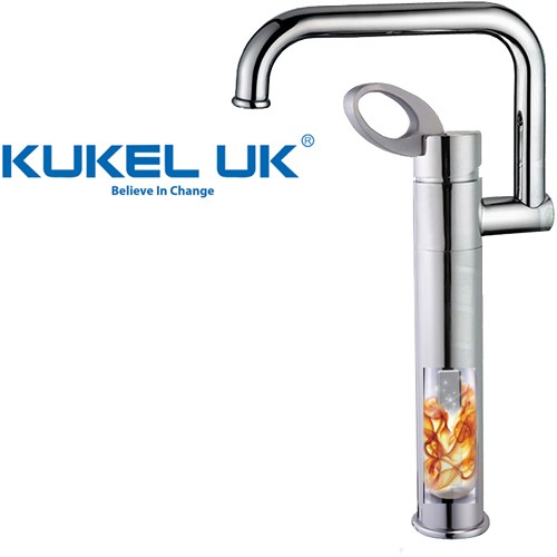 Example image of Kukel UK Electric Heated Water Kitchen Mixer Tap With Swivel Spout (Chrome).
