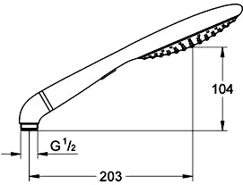 Technical image of Grohe Rainshower Solo Water Saving Shower Handset (Chrome).