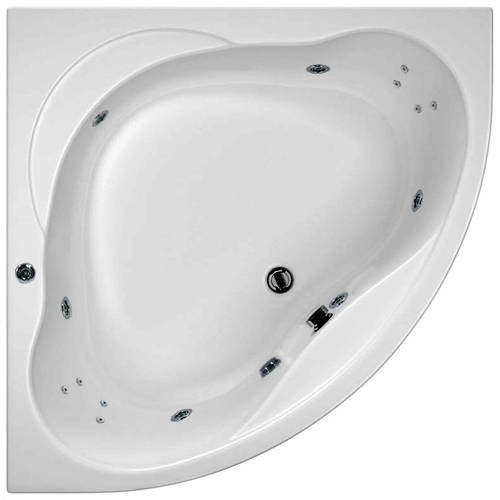 Larger image of Hydracast Laguna Corner Whirlpool Bath With 14 Jets & Panel, 1400x1400mm.